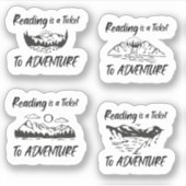 Lesen ist ein Ticket für Abenteuer - Sticker Pack (Vorderseite)