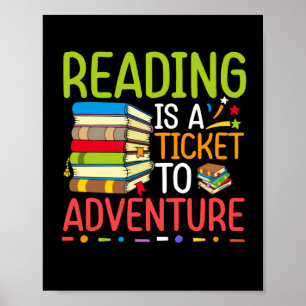 Lesen ist ein Ticket für den Abenteuer-Bibliotheks Poster