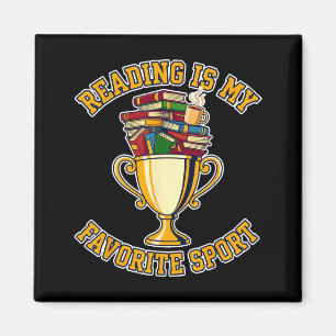Lesen ist Lieblingssport Bücher Kaffee Trophäe Magnet