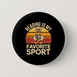 Lesen ist Lieblingssport lustige Gans Bücherwurm Button
