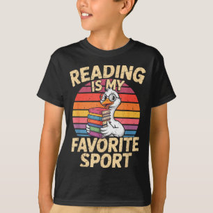 Lesen ist Lieblingssport lustige Gans Bücherwurm T-Shirt