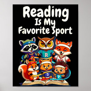 Lesen ist Lieblingssport lustige süße Tiere Poster