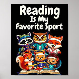 Lesen ist Lieblingssport lustige süße Tiere Poster