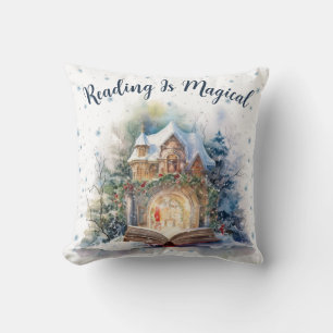 Lesen ist magisches Schneeflockendesign Kissen