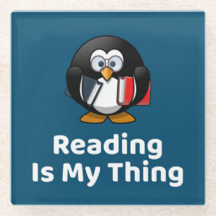 Lesen ist mein Ding Pinguin lustig lesen Glasuntersetzer