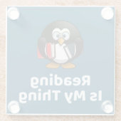 Lesen ist mein Ding Pinguin lustig lesen Glasuntersetzer (Rückseite)