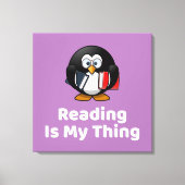 Lesen ist mein Ding Pinguin lustig lesen Leinwanddruck (Vorderseite)