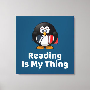 Lesen ist mein Ding Pinguin lustig lesen Leinwanddruck