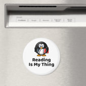 Lesen ist mein Ding Pinguin lustig lesen Magnet (In Situ (Geschirrspüler))