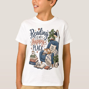 Lesen ist mein glücklicher Ort – Cozy Book Lover D T-Shirt
