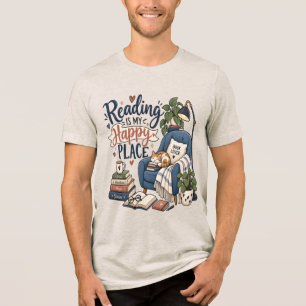 Lesen ist mein glücklicher Ort – Cozy Book Lover D Tri-Blend Shirt