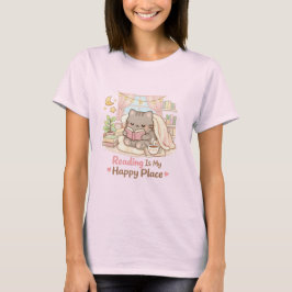 Lesen ist mein glücklicher Ort Süße Kitty Katze Ro T-Shirt