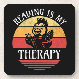 Lesen ist mein Therapielustiges Buch "Hühnchen les Getränkeuntersetzer