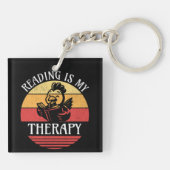 Lesen ist mein Therapielustiges Buch "Hühnchen les Schlüsselanhänger (Rückseite)