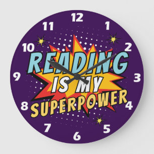 Lesen ist meine Superkraft Buchliebhaber Wanduhr