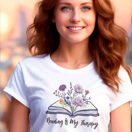 Lesen ist meine Therapie, Boho Wildblume und Buch T-Shirt