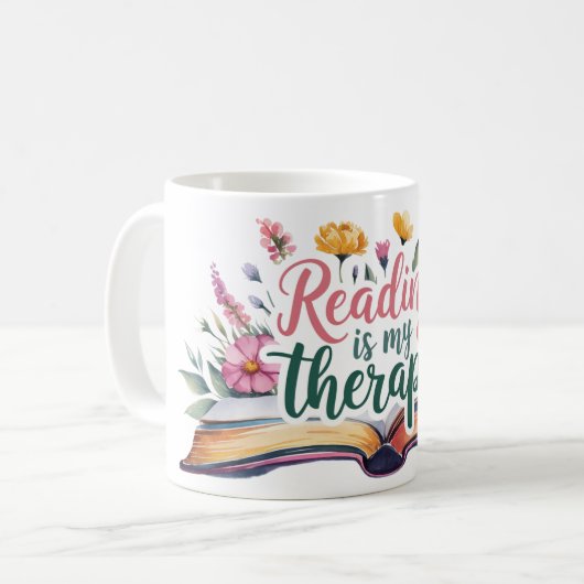 Lesen ist Meine Therapy Wildblume Kaffeetasse (Vorderseite Links)