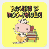 Lesen ist moovelhaft quadratischer aufkleber (Vorderseite)