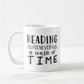Lesen ist nie Zeitverschwendung Kaffeetasse (Links)