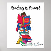 Lesen ist Power Superheld Junge lesen Kinder Poster (Vorne)