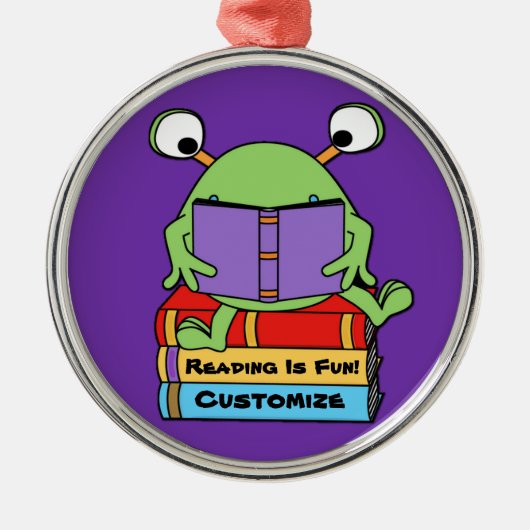 Lesen ist Spaß an Niedlicher Alien Ornament Aus Metall (Vorne)