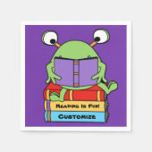 Lesen ist Spaß an Niedlicher Alien Serviette (Vorderseite)