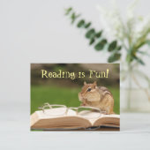 Lesen ist Spaß! Chipmunk-Postkarte Postkarte (Stehend Vorderseite)