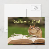 Lesen ist Spaß! Chipmunk-Postkarte Postkarte (Vorne/Hinten)