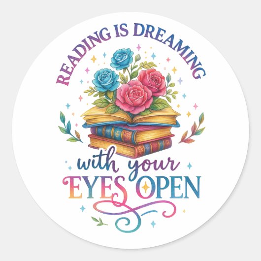 Lesen ist träumen... runder aufkleber (Vorderseite)