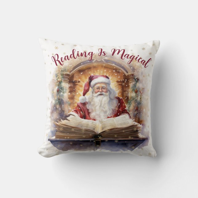 Lesen ist zauberhaftes Schneeflockendesign Kissen (Vorderseite)