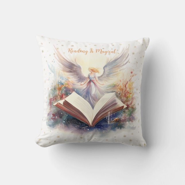 Lesen ist zauberhaftes Schneeflockendesign Kissen (Vorderseite)
