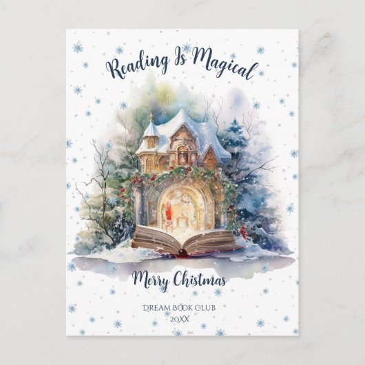 Lesen ist zauberhaftes Schneeflockendesign Postkarte (Vorderseite)