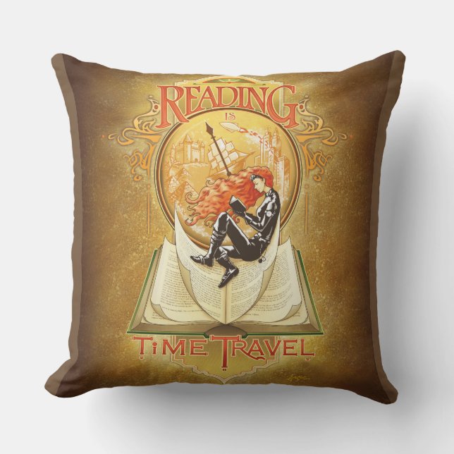 Lesen ist Zeitreise Kissen (Vorderseite)