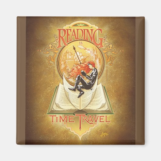 Lesen ist Zeitreise Magnet (Vorne)