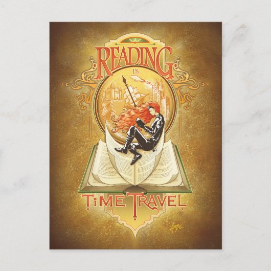 Lesen ist Zeitreise Postkarte (Vorderseite)