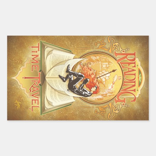 Lesen ist Zeitreise Rechteckiger Aufkleber (Vorderseite)