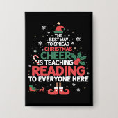 Lesen Lehrer Weihnachten Elf Xmas Cheer Button (Vorderseite)