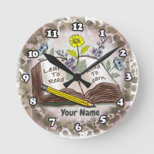 Lesen lernen runde wanduhr