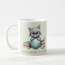 "Lesen. Lernen Sie. Wander." Niedliche Katze Kaffeetasse