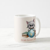 "Lesen. Lernen Sie. Wander." Niedliche Katze Kaffeetasse (VorderseiteRechts)