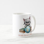 "Lesen. Lernen Sie. Wander." Niedliche Katze Kaffeetasse (VorderseiteRechts)