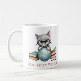 "Lesen. Lernen Sie. Wander." Niedliche Katze Kaffeetasse