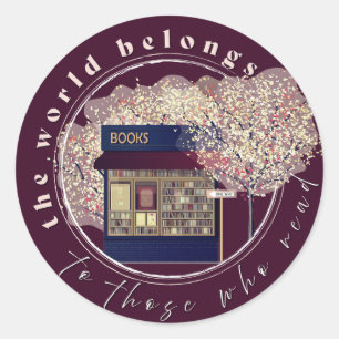 Lesen, Lesen, Lesen, Bibliothekarische Bücherregal Runder Aufkleber