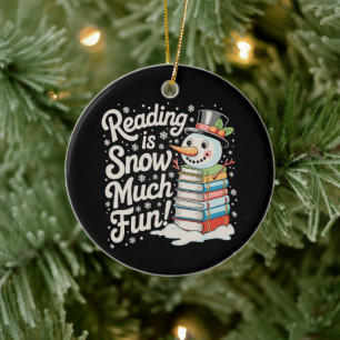 Lesen macht so viel Spaß Schneemann Bücher Weihnac Keramik Ornament