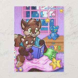 Lesen mit Daddy Postcard Postkarte