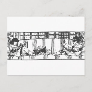 Lesen mit Dolly Postkarte