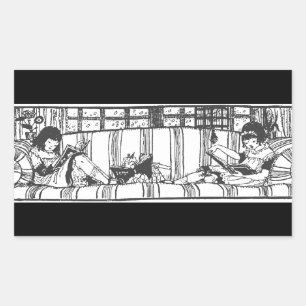 Lesen mit Dolly Rechteckiger Aufkleber