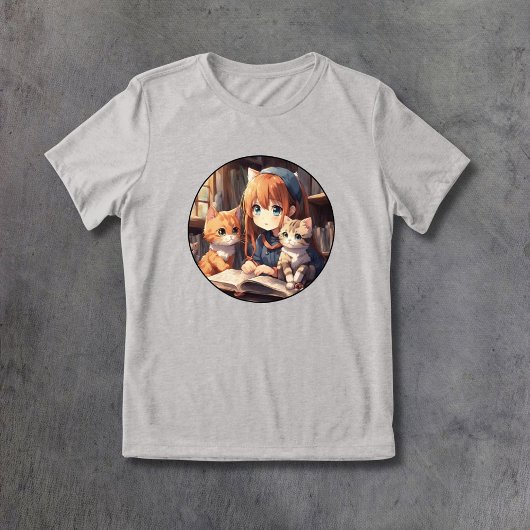 Lesen mit Katzen Niedliche Anime Kitten Soft Tri-Blend Shirt