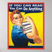 Lesen mit lustiger Rosie the Riveter Classic Poster (Vorne)