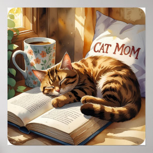 Lesen mit meiner Katze - Friedliches Pet-Poster Poster